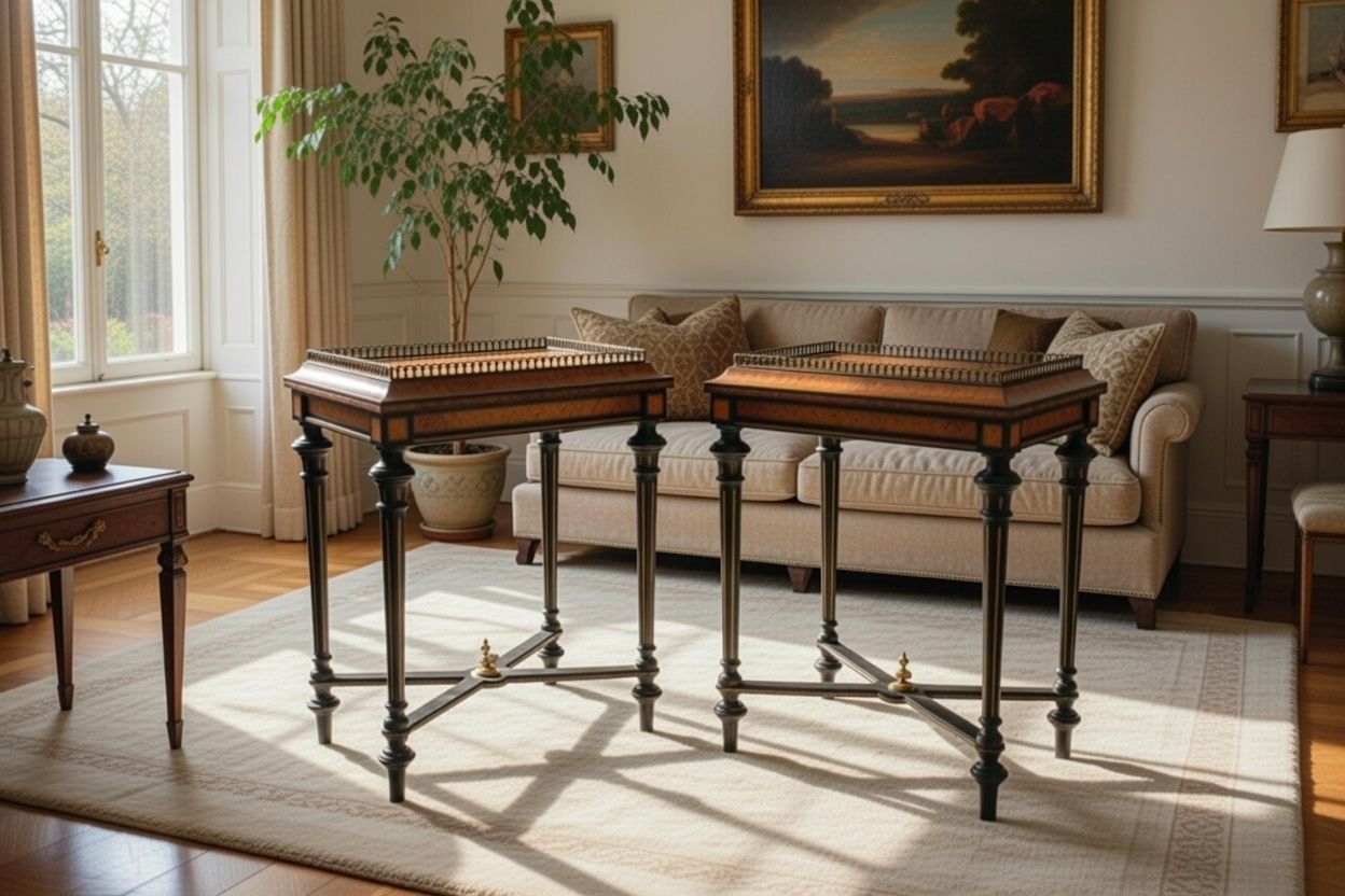 Beautiful Pair Of 19th Century Walnut And Ebonised Jardinieres.