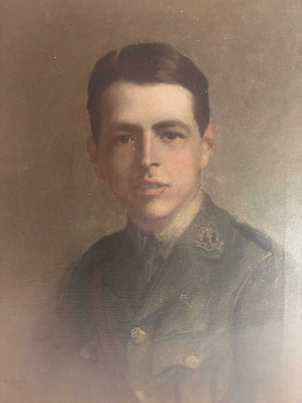 Oil Portrait Of A First World War Soldier Signed G Hindle 1917 photo vinterior
