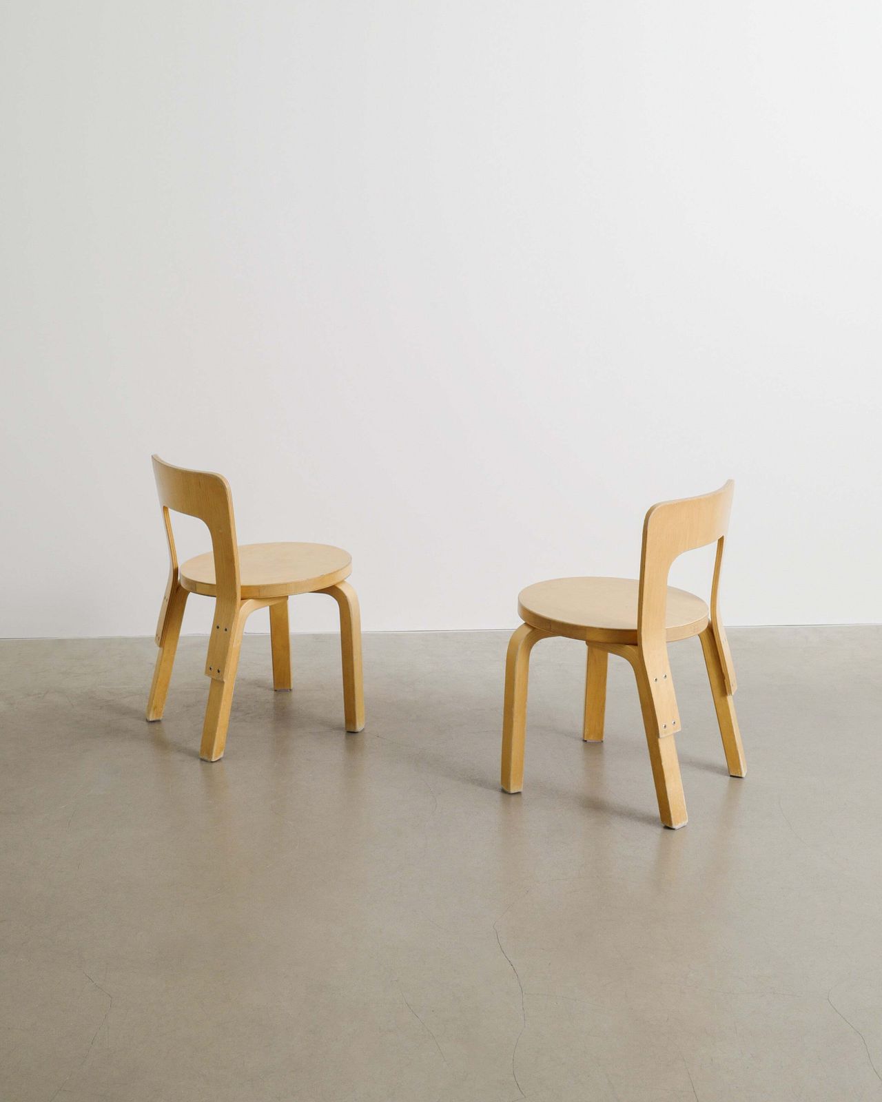 Pair Of Birch Wooden "N65" Children Chairs By Alvar Aalto Produced By Artek Finland 1990 photo Furniture