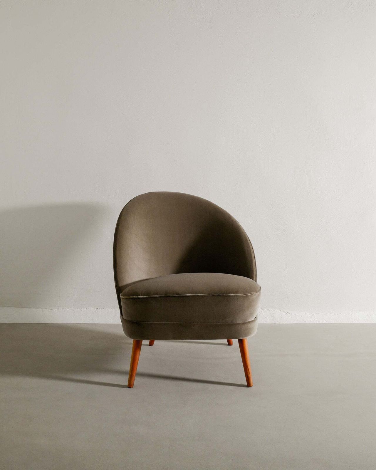 Arne Norell Mid Century Asymmetrical Armchair In Velvet Produced In Sweden, 1950s photo for sale