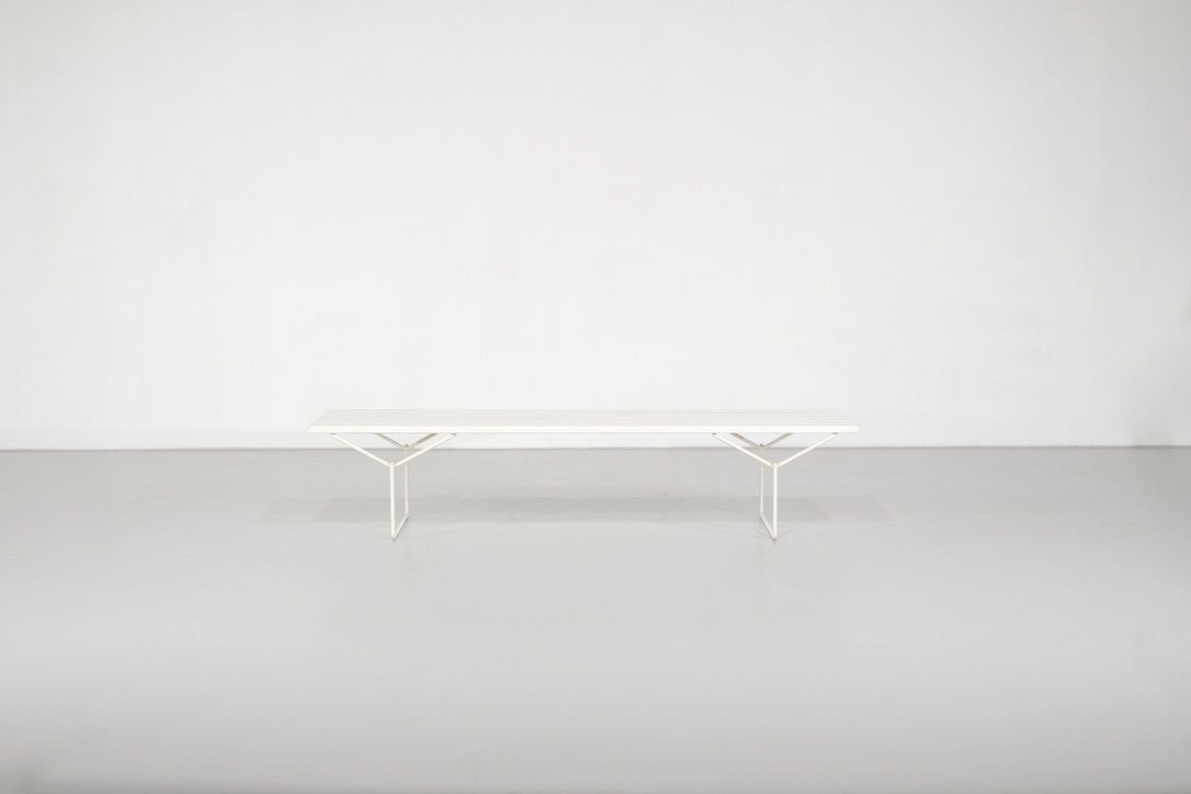 Bench " 400 " In White Wood By Harry Bertoia For Knoll International. photo furniture