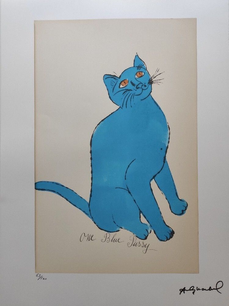 Andy Warhol Signierte Lithographie Cat: One Blue Pussy Zertifikat Leo Castelli