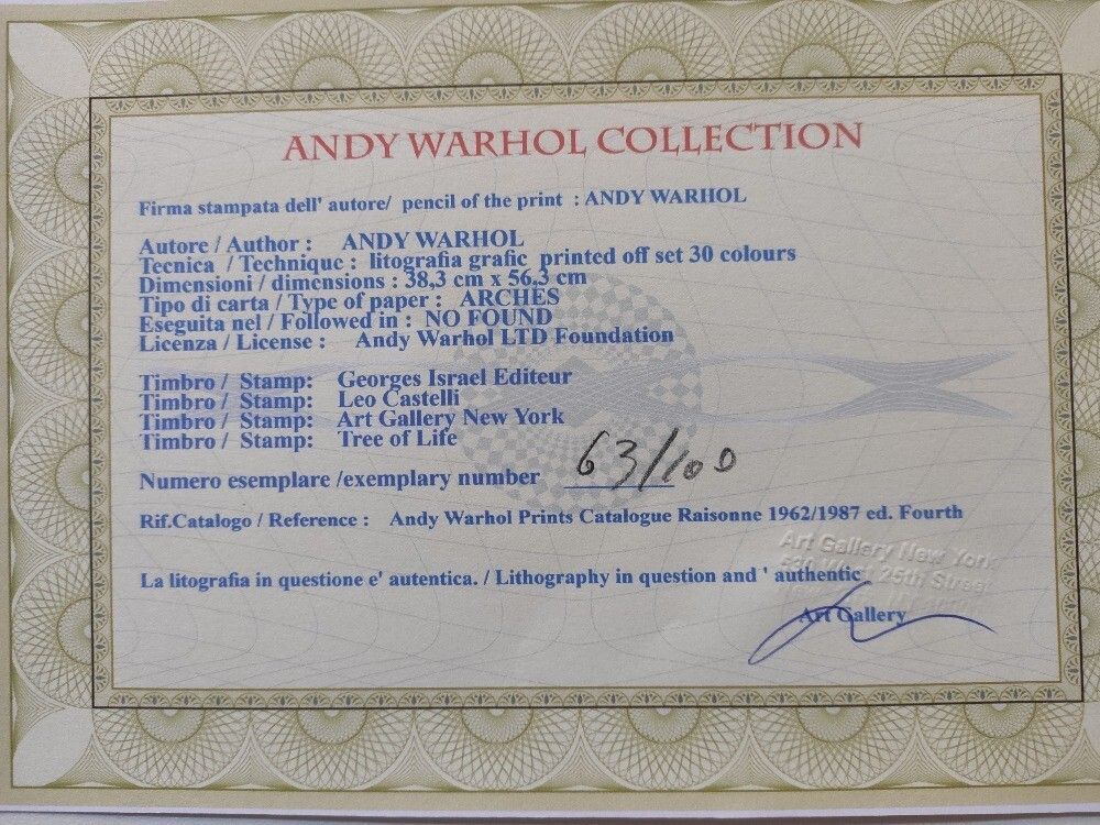 Andy Warhol Signierte Lithographie Cat: One Blue Pussy Zertifikat Leo Castelli photo for sale