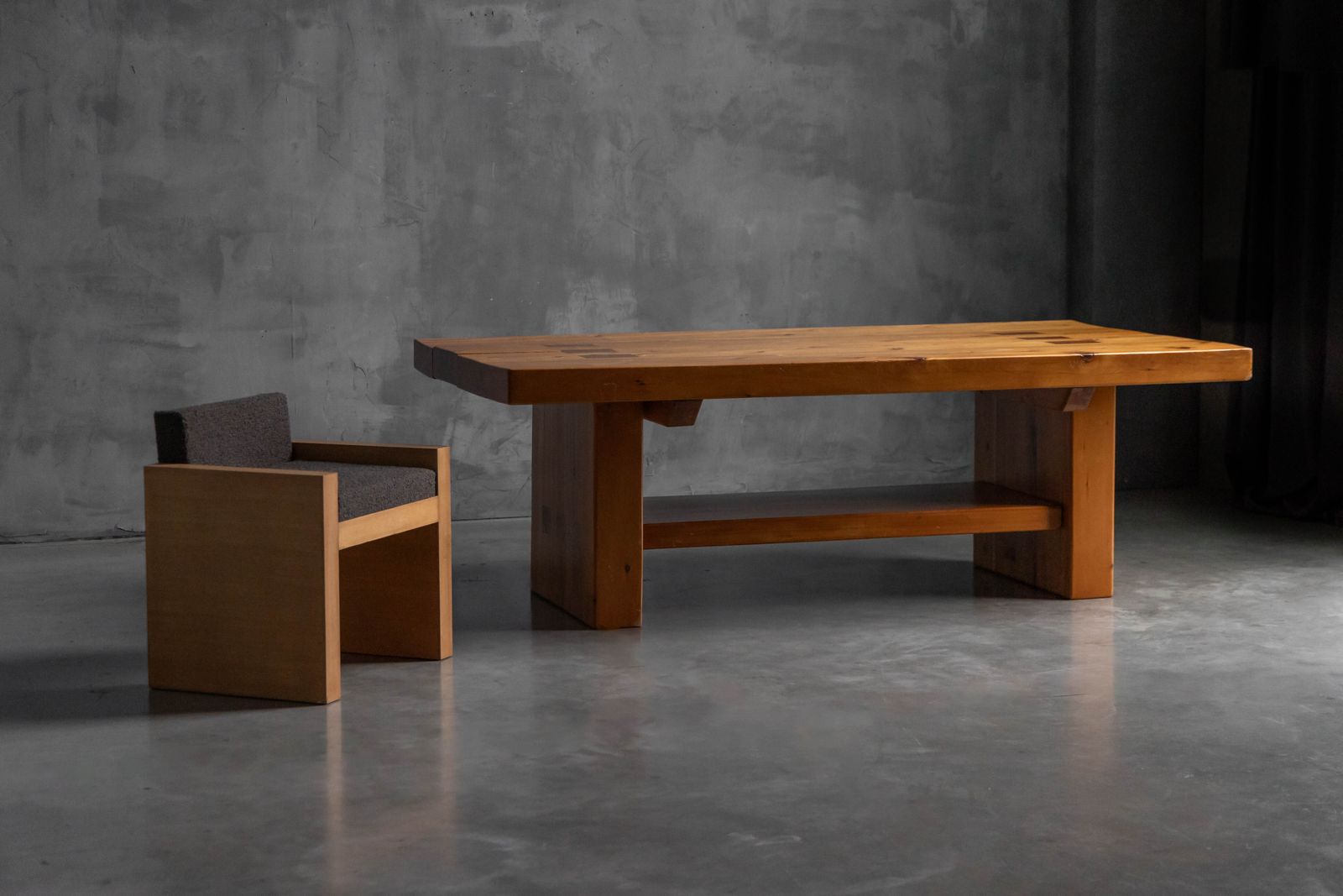 Elmwood Dining Table In The Style Of Pierre Chapo, 1960s photo Furniture