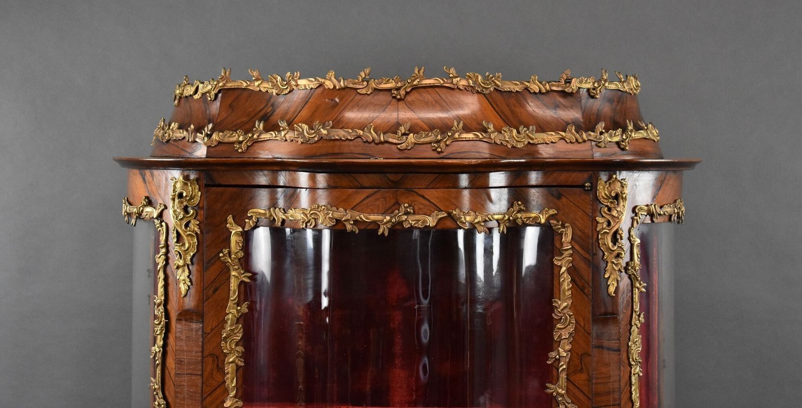 19th Century French Walnut & Ormolu Mounted Vitrine Cabinet photo furniture