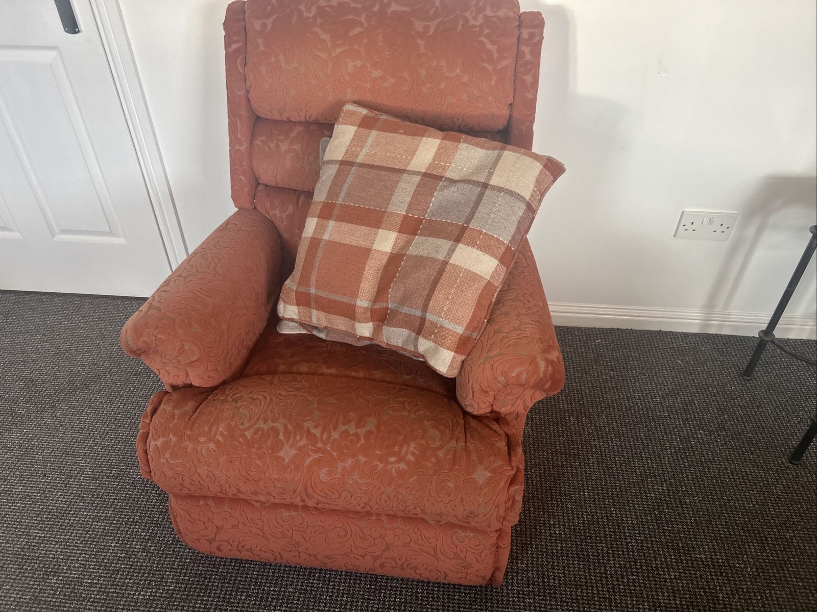 Vintage 2 Seater Sofa Suite In Terracotta Floral Damask | Country House Style photo furniture
