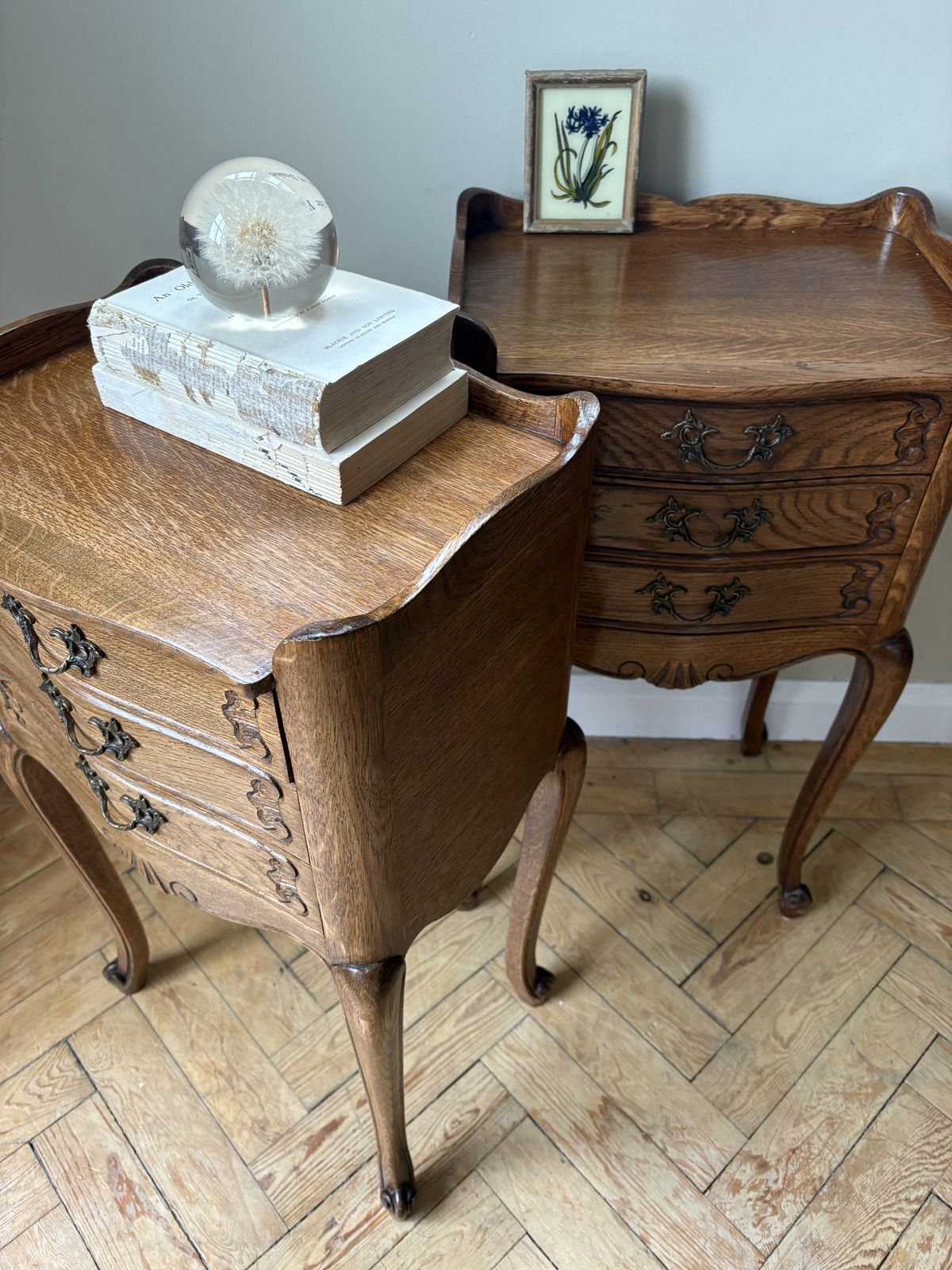 A Great Pair Of French Oak Bedside Tables. photo vinterior