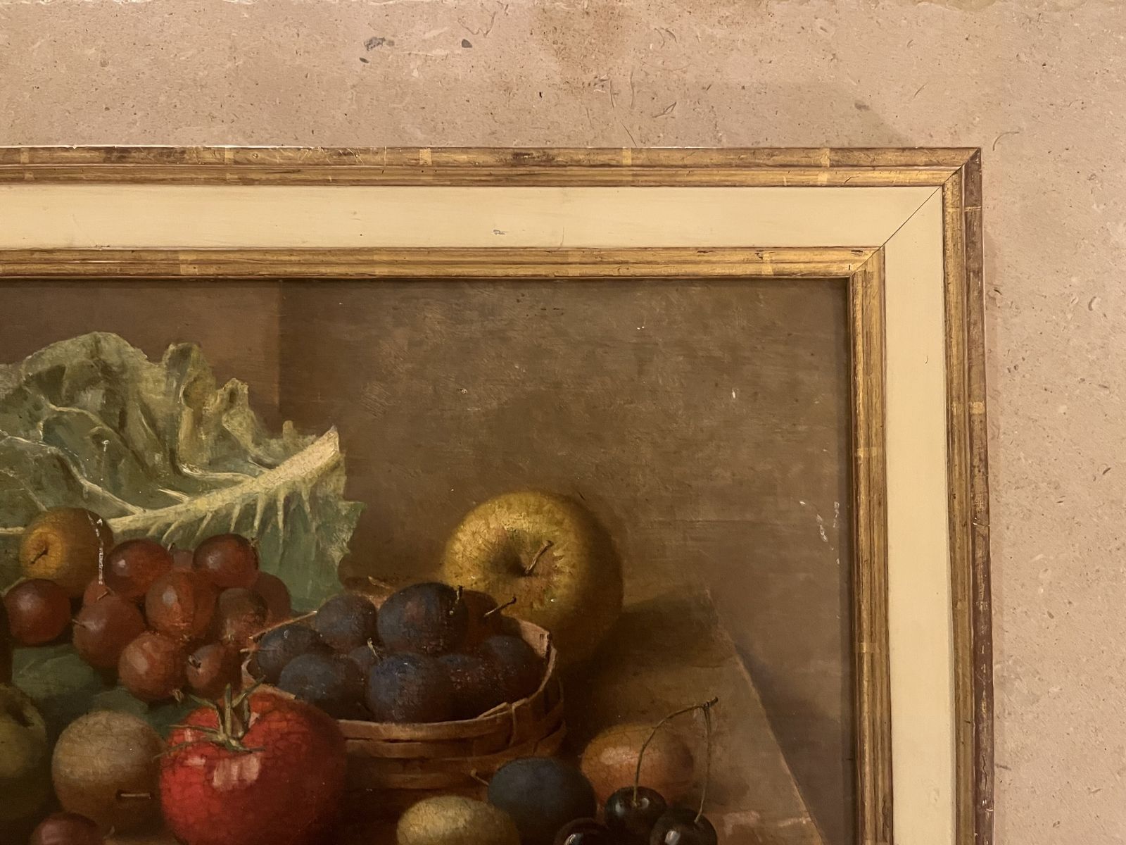 Late 19th Century Oil On Board Still Life With Garden Harvest photo furniture