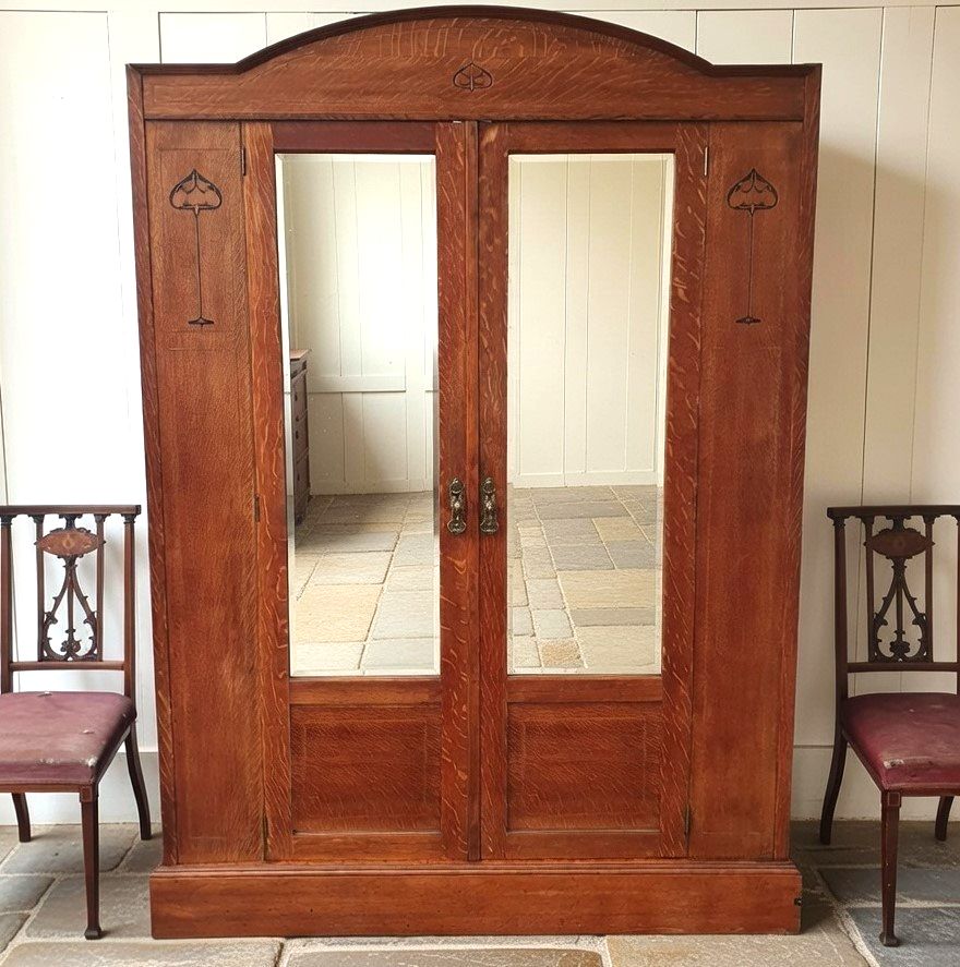 Fabulous Quality Inlaid Oak Arts And Crafts / Art Nouveau Wardrobe photo Furniture