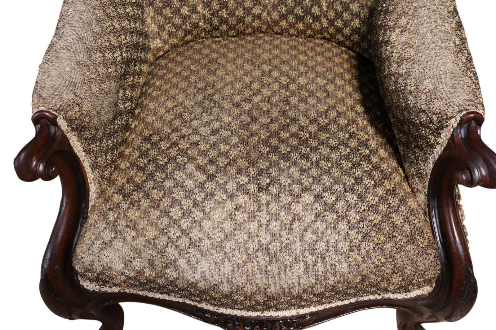 Victorian Antique Mahogany Spoon Back Armchair / Library Chair photo Furniture