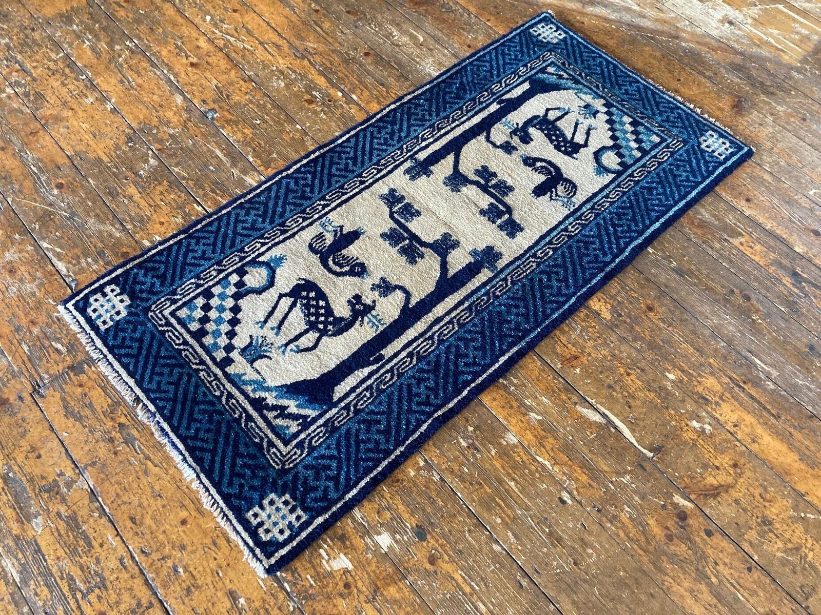Vintage Chinese Pao Tao Rug 1.20m X 0.58m photo Textiles