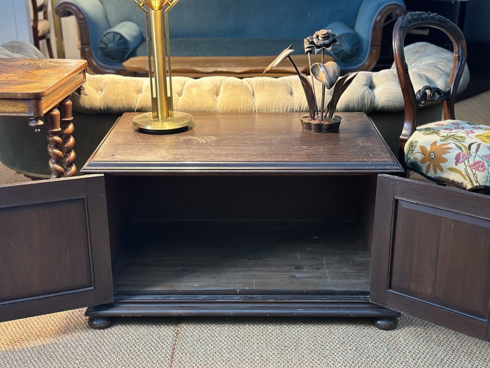Small Antique Mahogany Cupboard Side Table Bed Side photo vintage