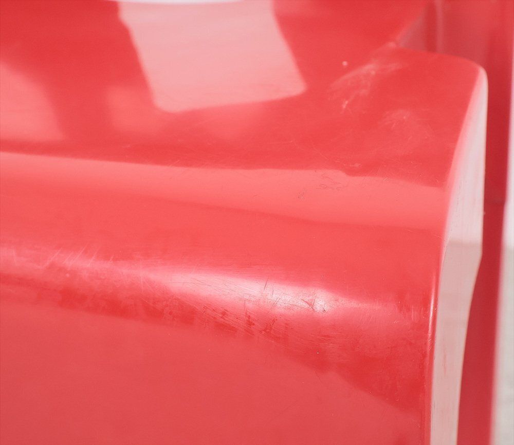 Furniture Vintage Universal Chairs In Red By Joe Colombo For Kartell, 1960s, Set Of 2 photo