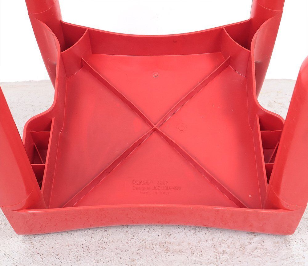 photo vinterior Vintage Universal Chairs In Red By Joe Colombo For Kartell, 1960s, Set Of 2