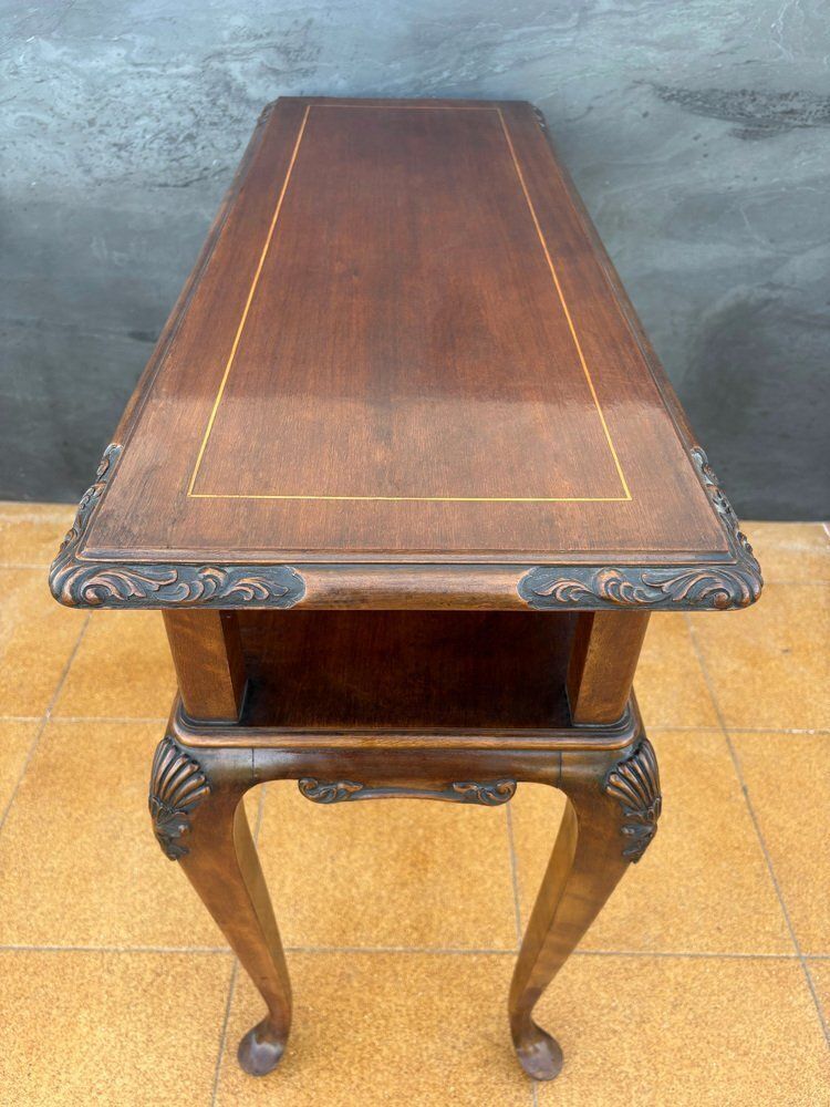 French Louis XV Style Carved Console Table With Cabriolé Legs, 1950 photo vintage