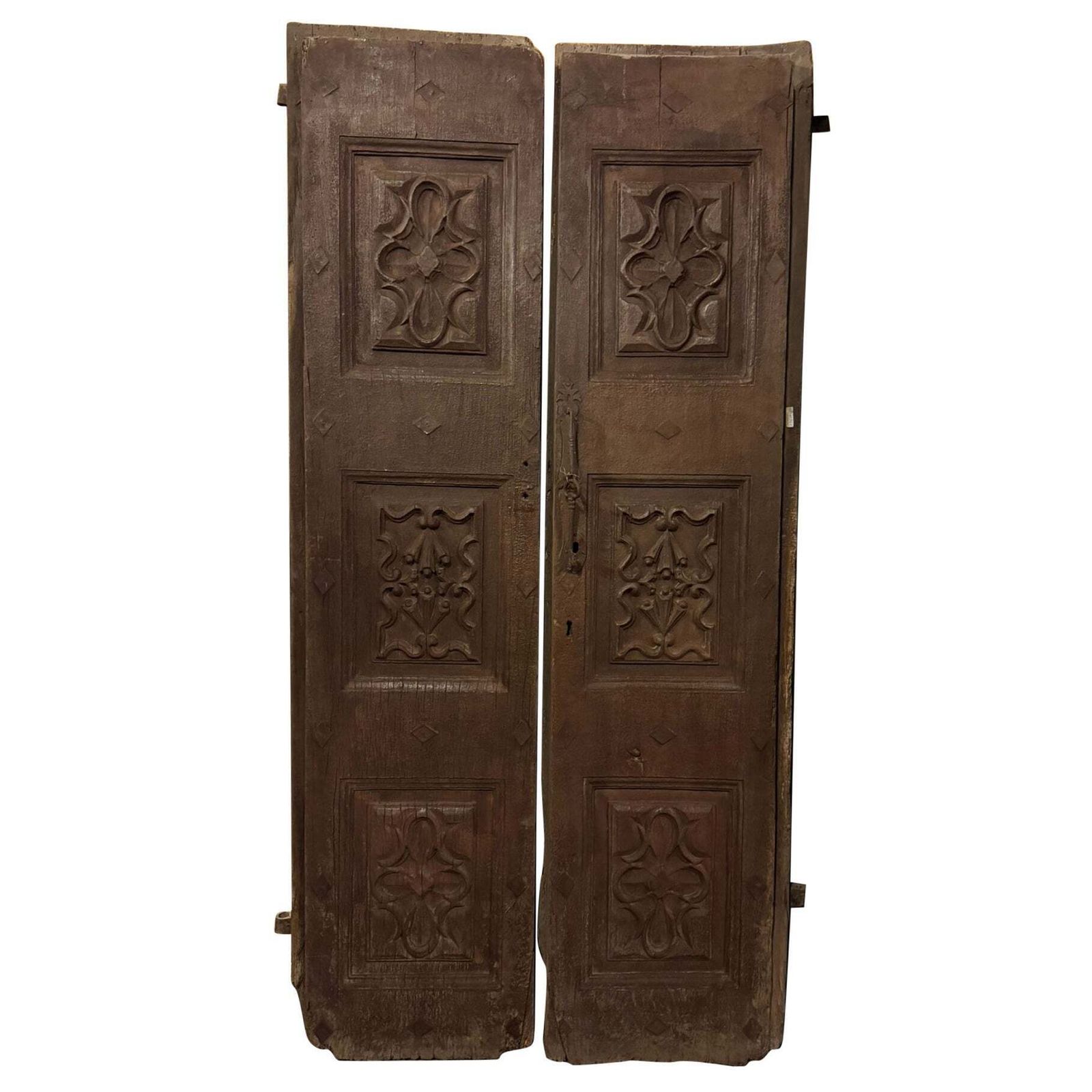 Double Front Door With Rich Carved Panels, Italy
