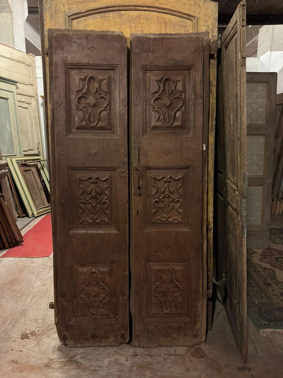 Double Front Door With Rich Carved Panels, Italy photo furniture