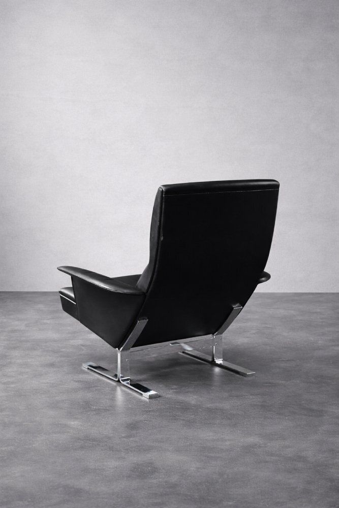 photo for sale Mid Century Modern Danish Black Leather Lounge Chair By Georg Thams For A/S Vejen Polstermöbelfabrik, 1960s