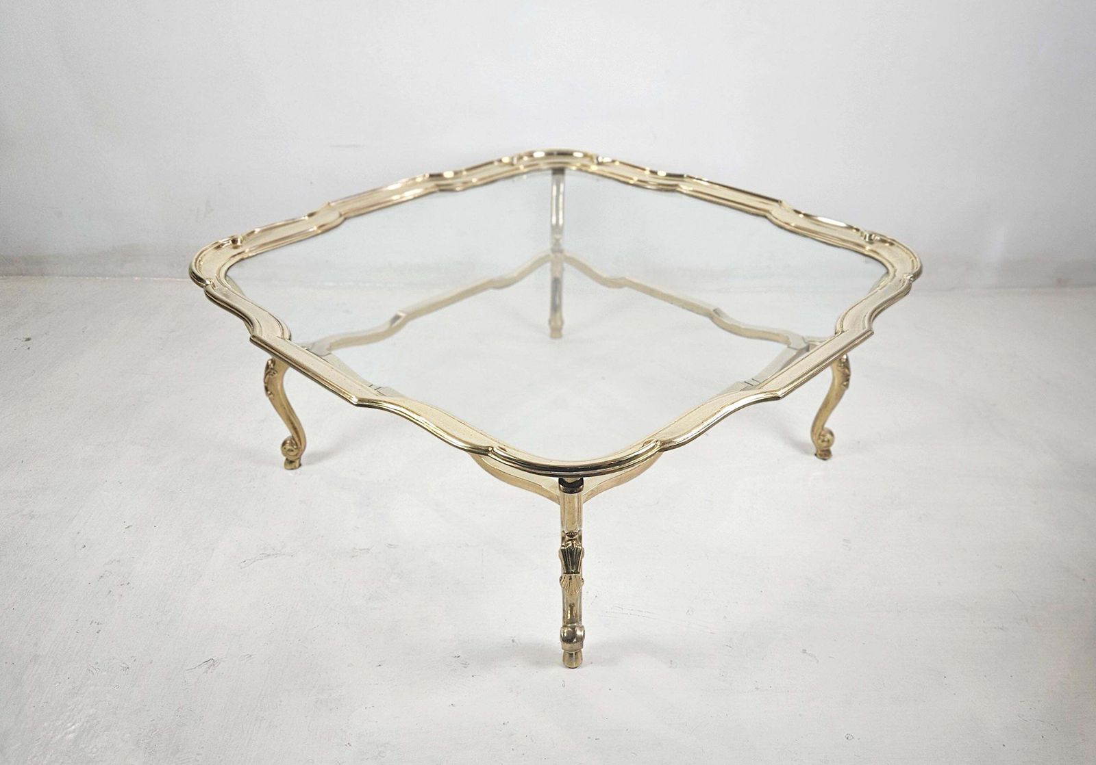 photo for sale Italian Glass And Cast Bronze Coffee Table, 1980s