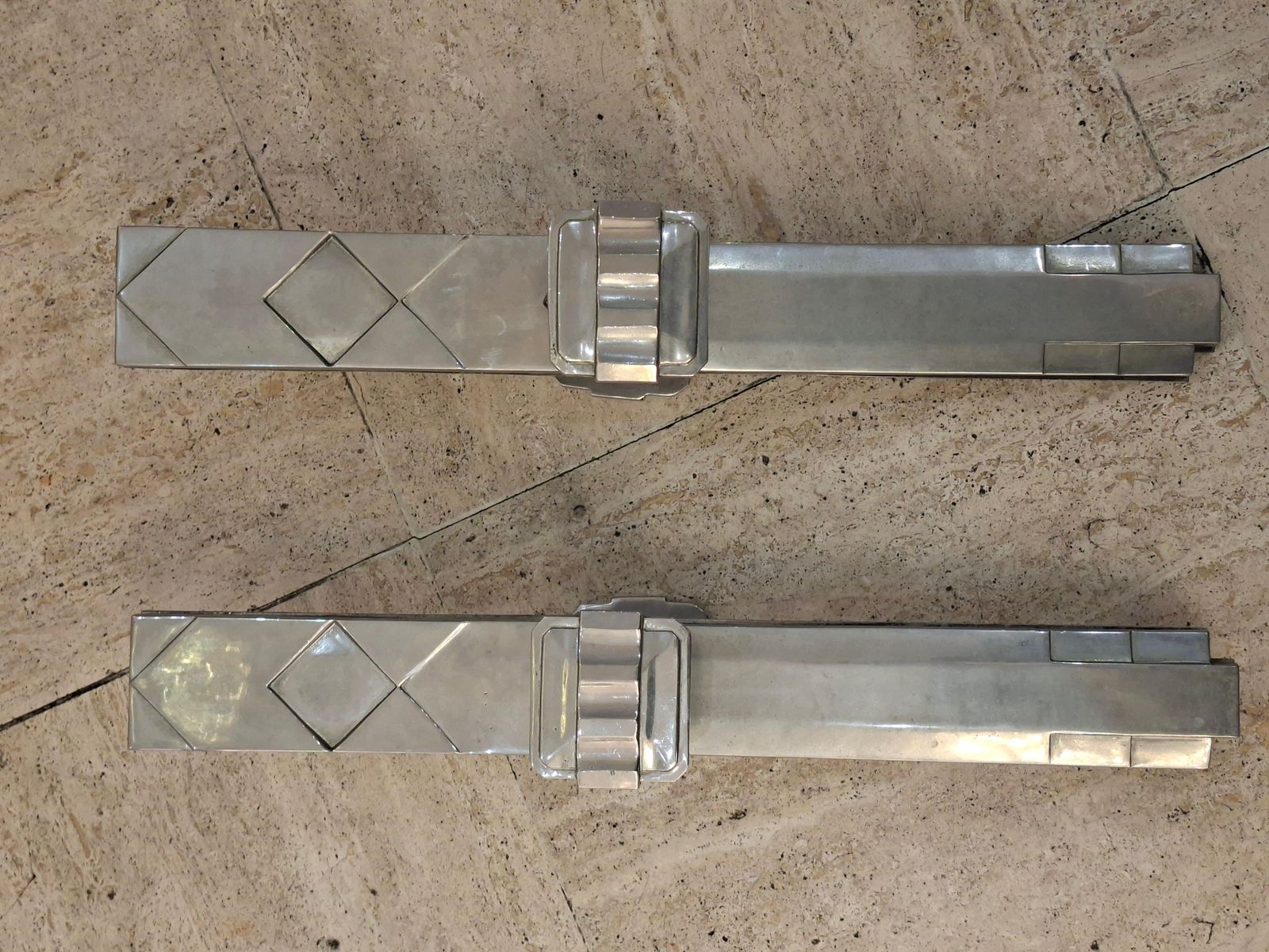 Pair Of Art Deco Silvered Bronze Door Handles photo vinterior