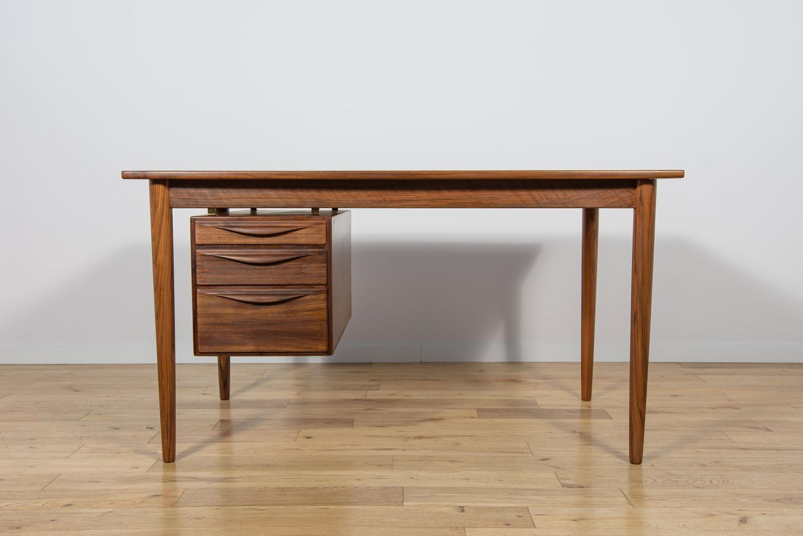 Mid Century Walnut Freestanding Desk From Rosengren Hansen, Denmark, 1960s photo for sale