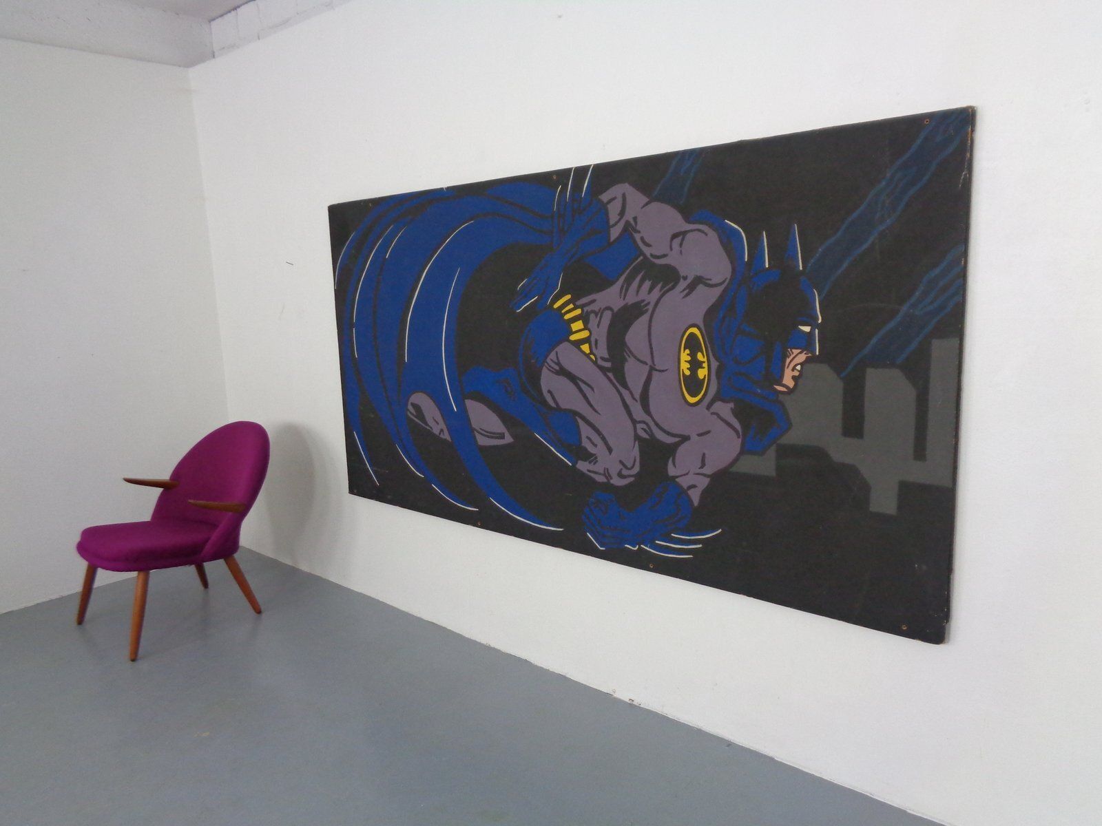 American Artist, Large Batman Street Art Image, Acrylic Painting On Hardboard, 1990s photo furniture