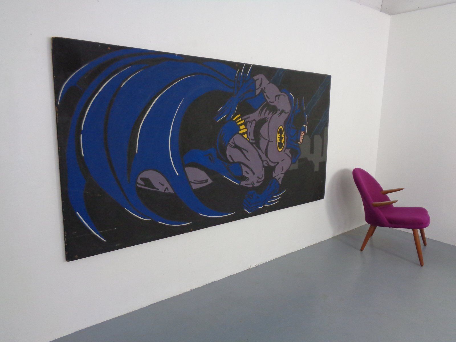 American Artist, Large Batman Street Art Image, Acrylic Painting On Hardboard, 1990s photo buy