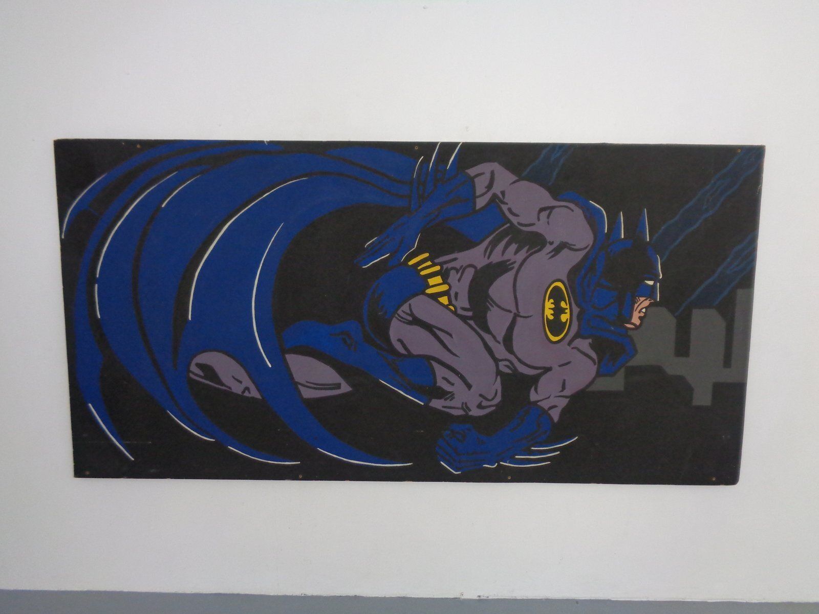 1260.0 American Artist, Large Batman Street Art Image, Acrylic Painting On Hardboard, 1990s photo