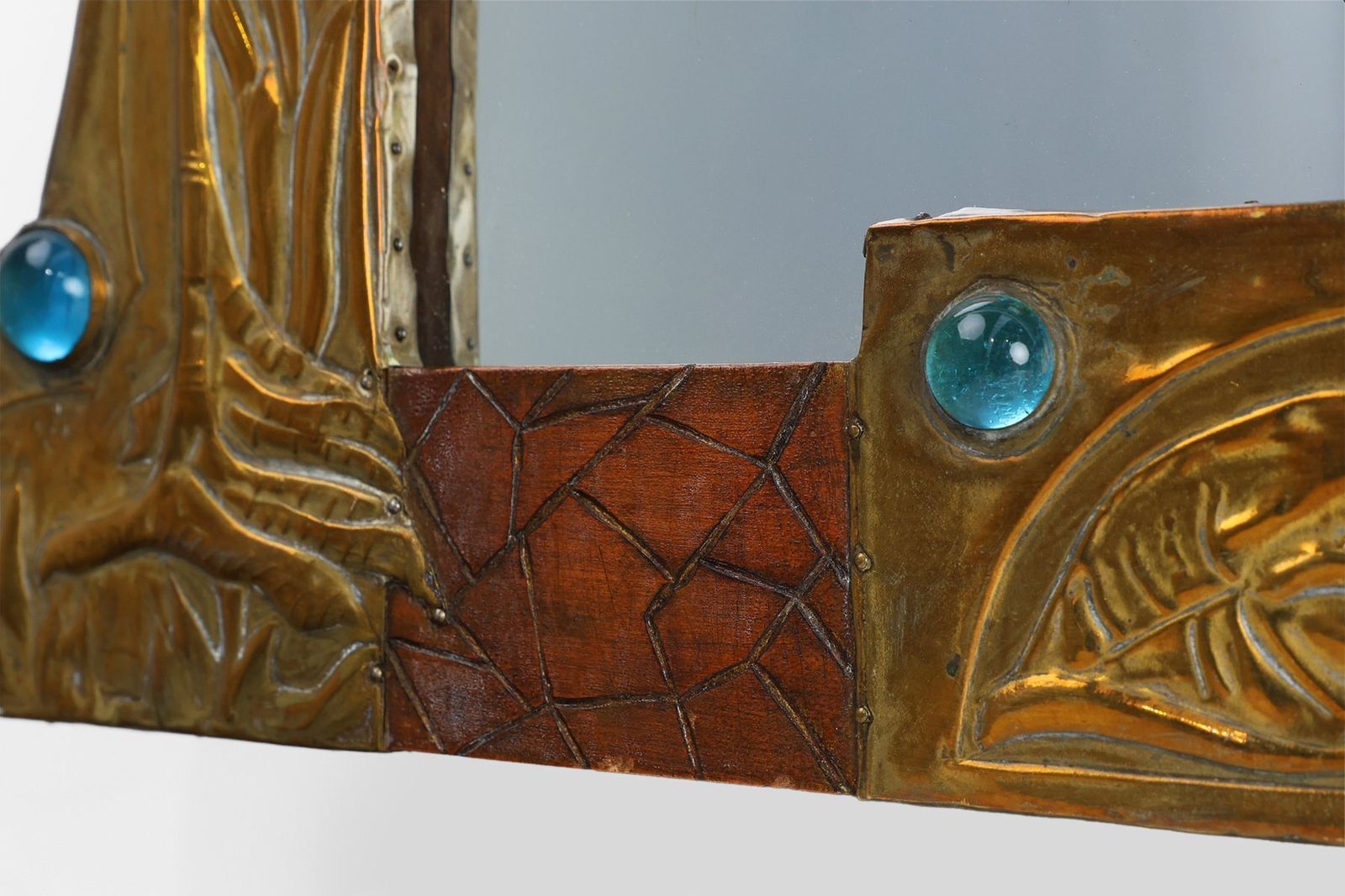 photo furniture Art Nouveau Mirror In Brass And Glass From A.H. Villaket, France, 1910s