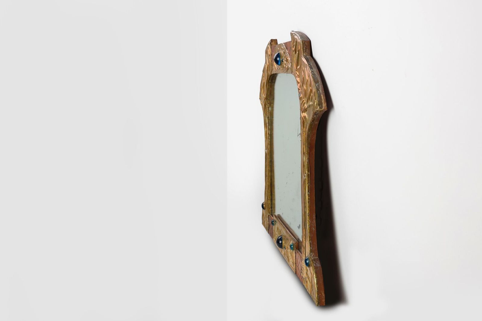photo for sale Art Nouveau Mirror In Brass And Glass From A.H. Villaket, France, 1910s