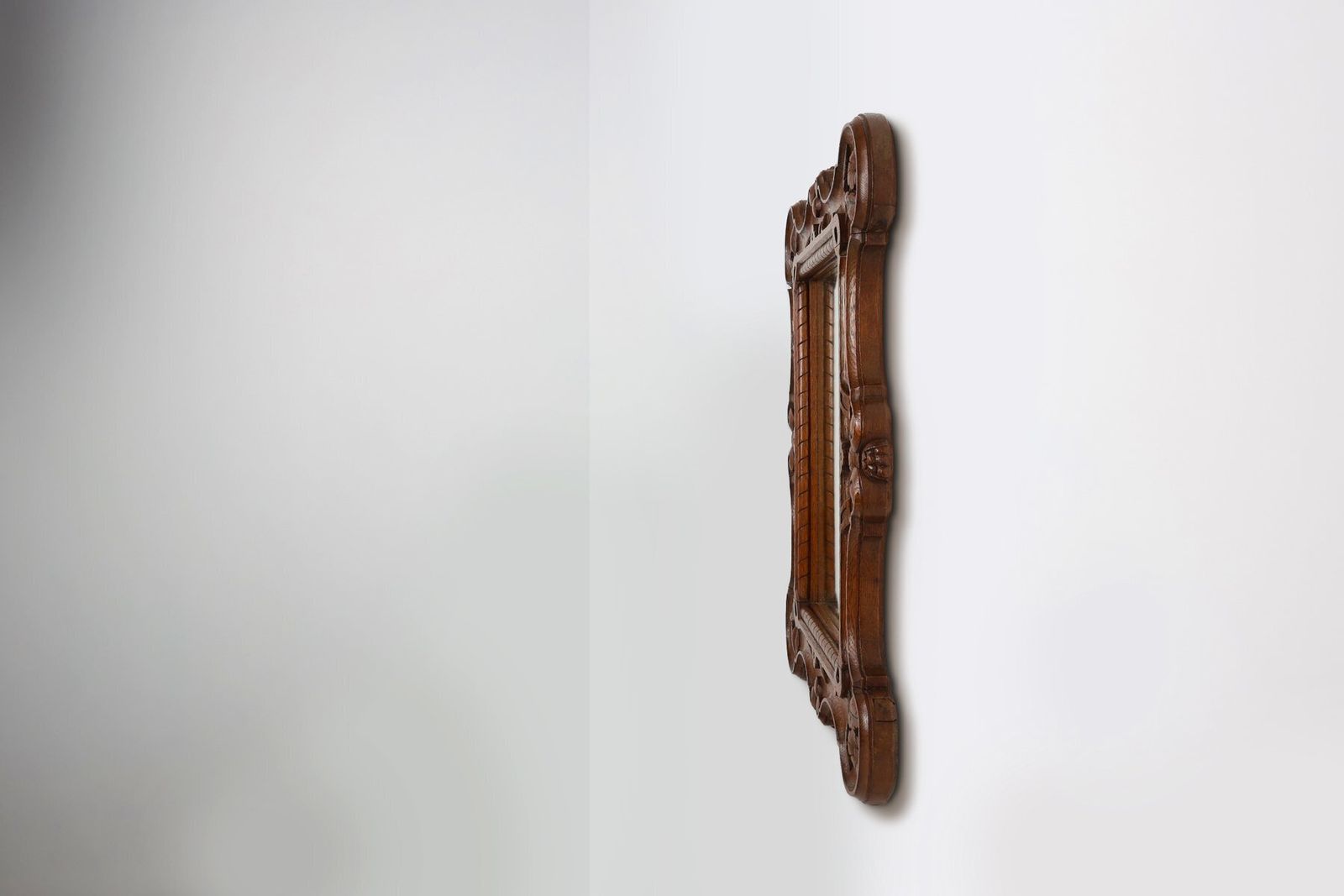 Baroque Oak Carved Wall Mirror, Belgium, 1900s photo vintage