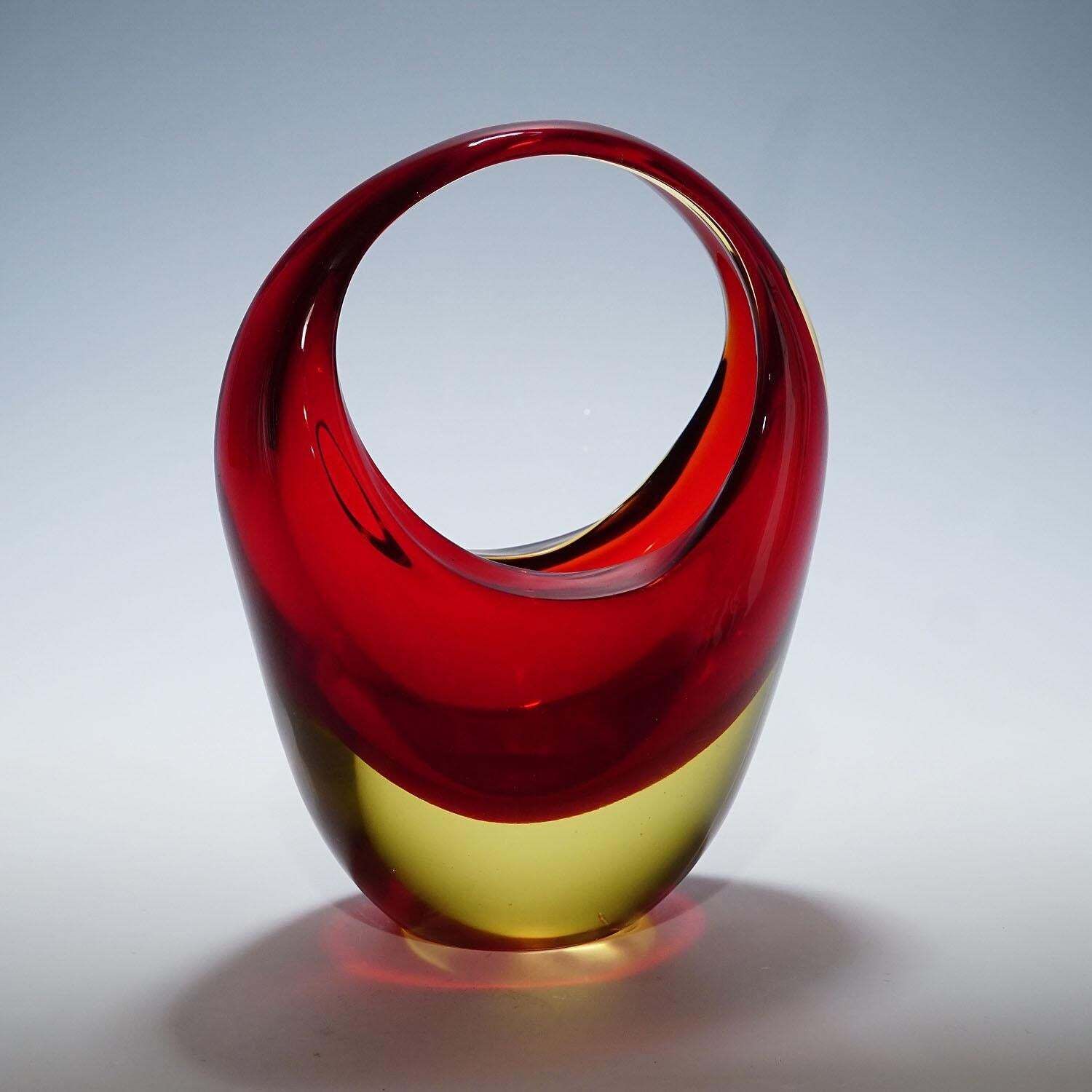 Bowl In Red Sommerso Glass, Flavio Poli For Seguso Murano 1950s photo for sale