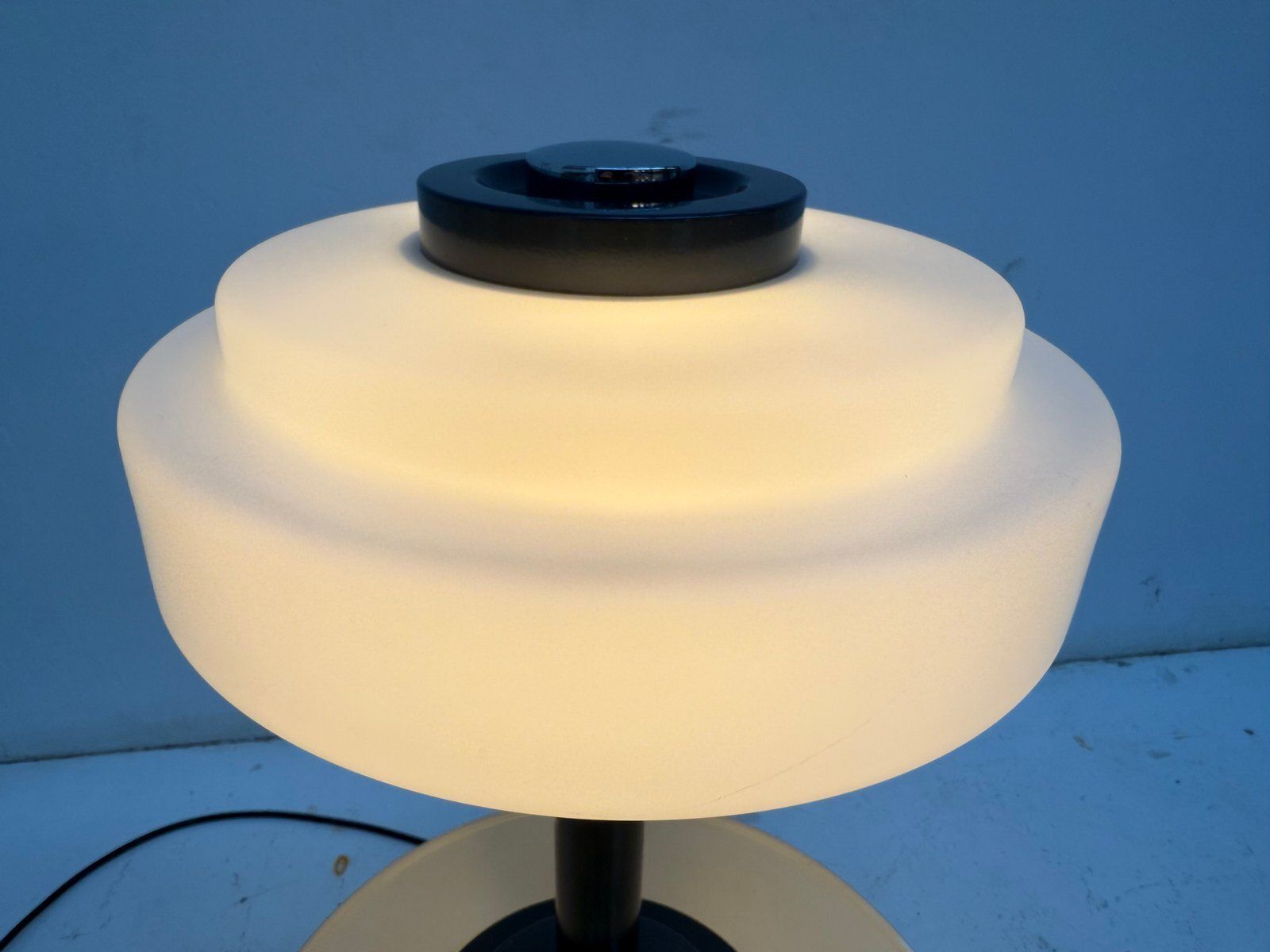 Mid Century Table Lamps In Milk Glass And Metal From Napako, Czechoslovakia,1960s, Set Of 2 photo Lighting