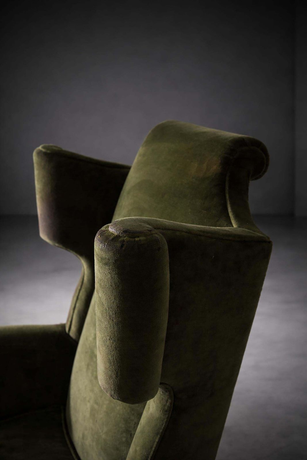 Antique Art Deco French Bergère Armchair In Original Green Velvet photo Furniture