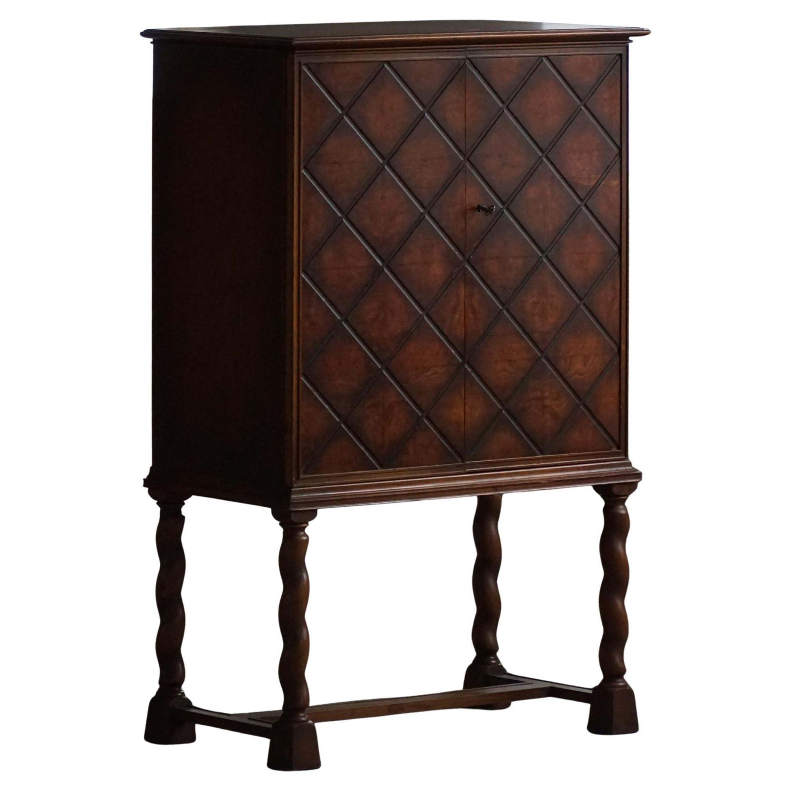 Swedish Grace, Geometric Cabinet In Oak, Thysells Möbler, Art Deco, 1940s