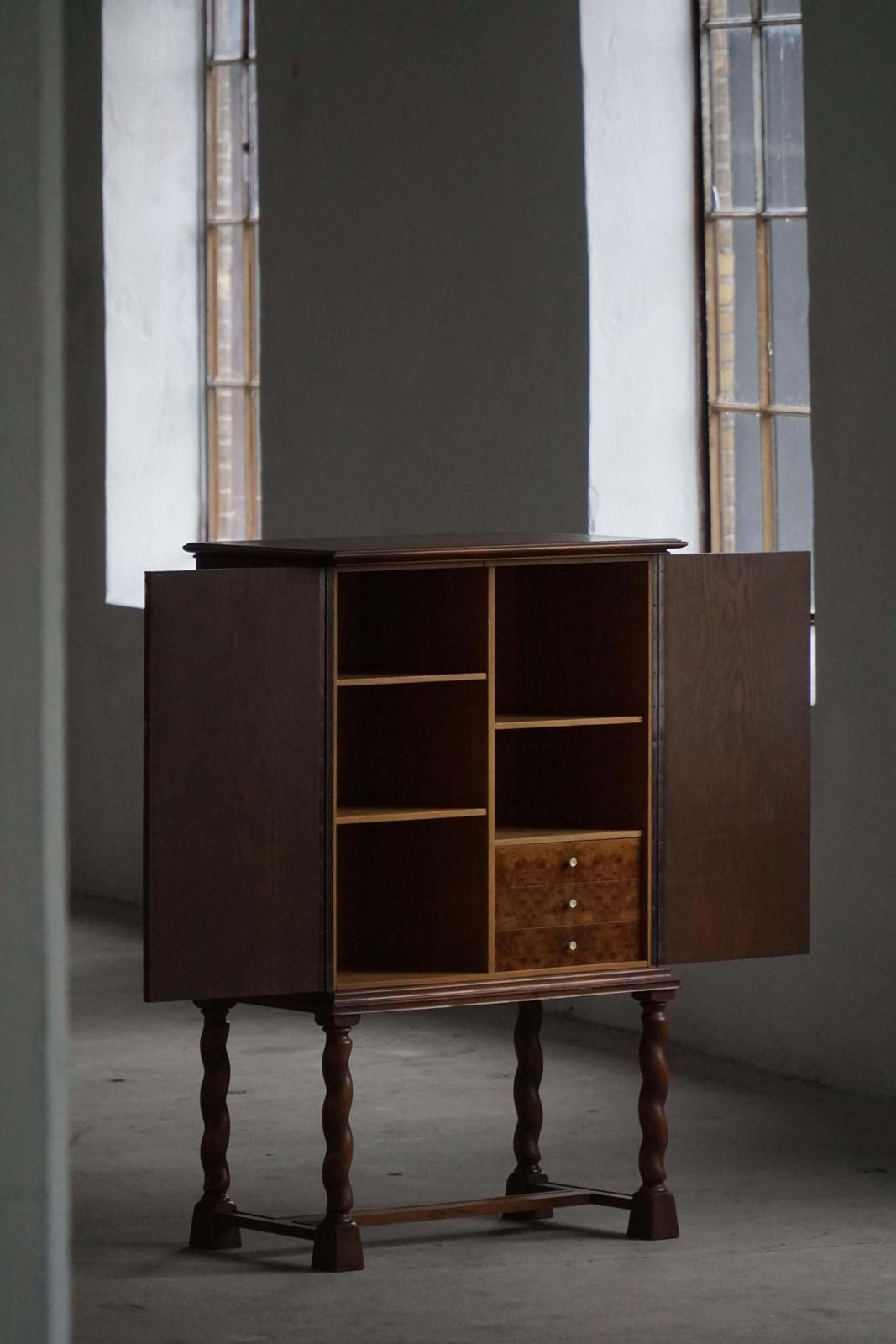 Swedish Grace, Geometric Cabinet In Oak, Thysells Möbler, Art Deco, 1940s photo vinterior