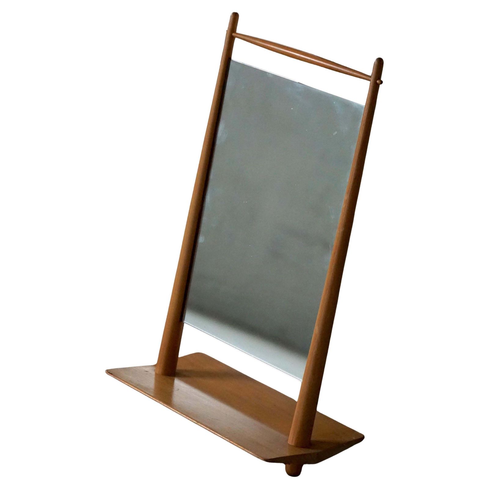 Mid 20th Century, Scandinavian Standing Table Mirror In Wood, 1950s–1960s