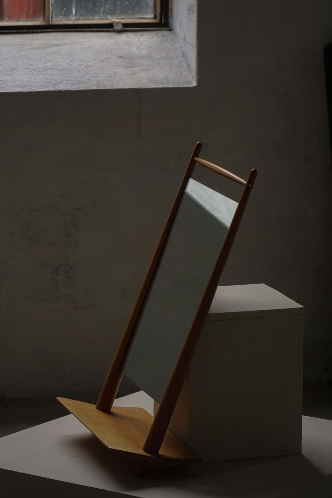 photo for sale Mid 20th Century, Scandinavian Standing Table Mirror In Wood, 1950s–1960s