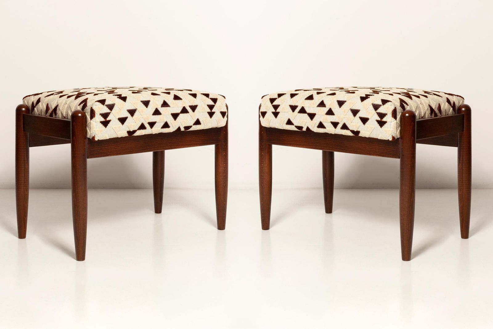Mid Century Set Of Two Gfm 64 Armchairs And Stools, Jacquard By Dedar, 1960s photo furniture