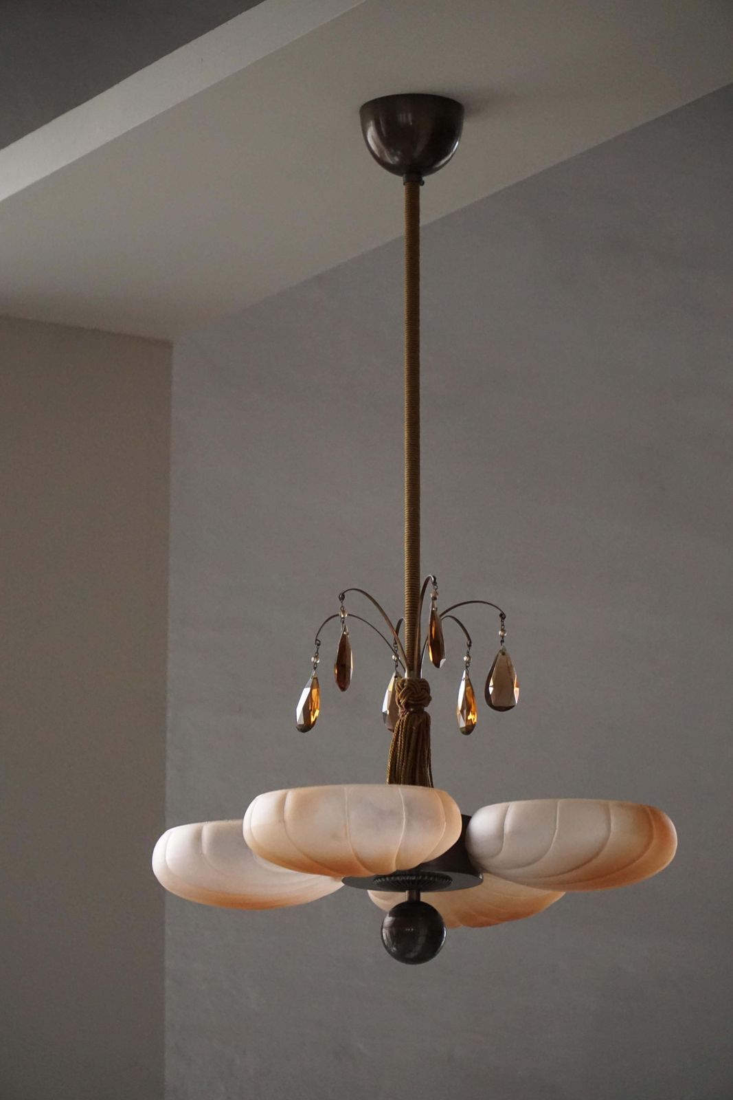 Harald Notini Chandelier, Böhlmarks, Model. 10374, Swedish Art Deco, 1930s photo Lighting