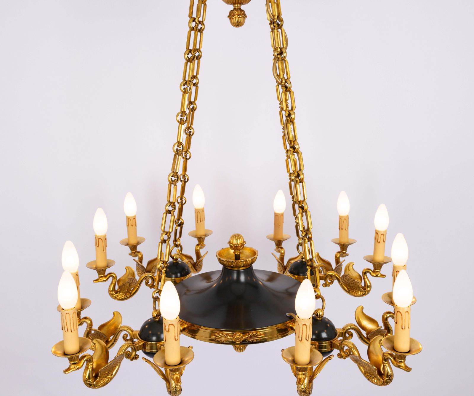 Antique French Empire Style Gilt And Patina Bronze Chandelier photo 5669.0