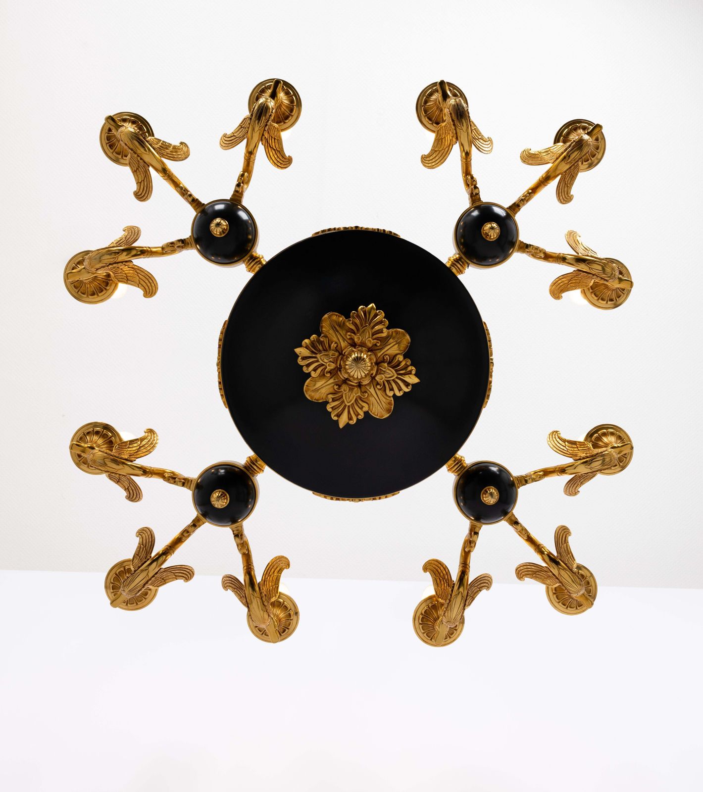 Antique French Empire Style Gilt And Patina Bronze Chandelier photo vinterior