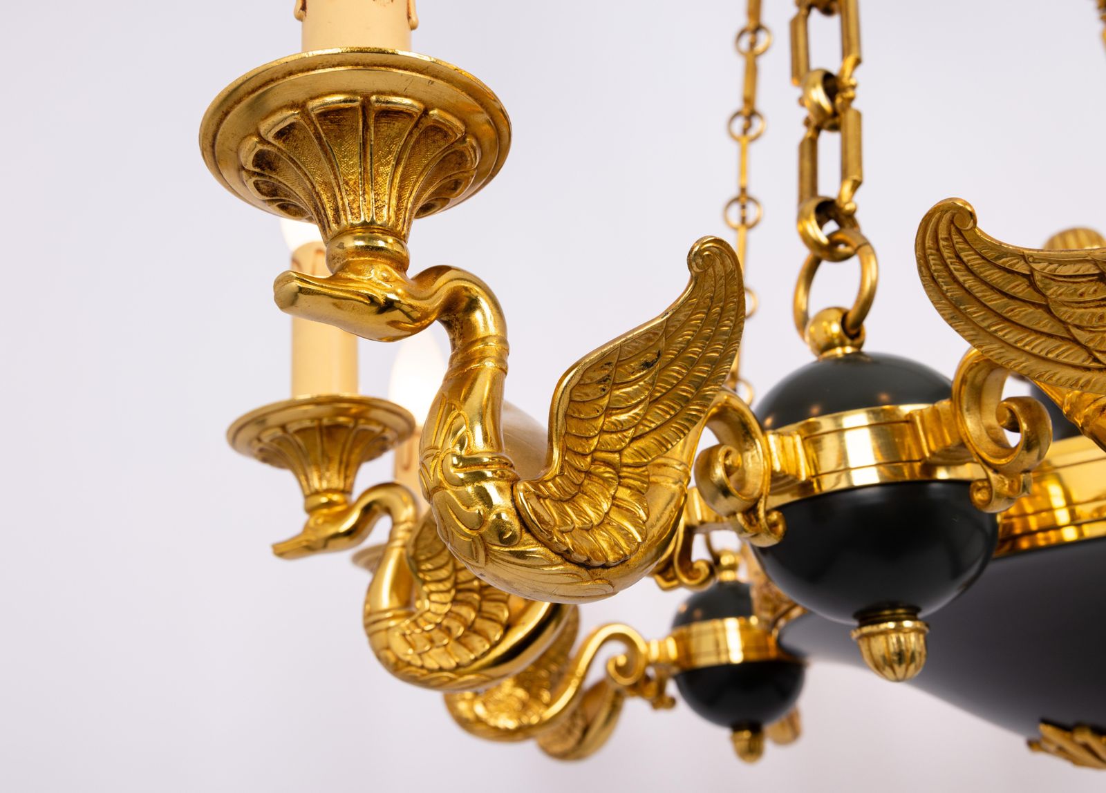 Antique French Empire Style Gilt And Patina Bronze Chandelier photo buy