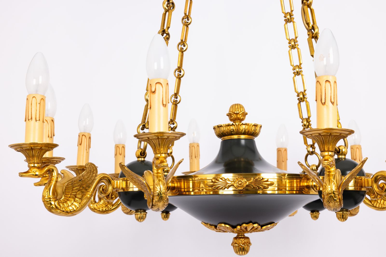 photo vintage Antique French Empire Style Gilt And Patina Bronze Chandelier