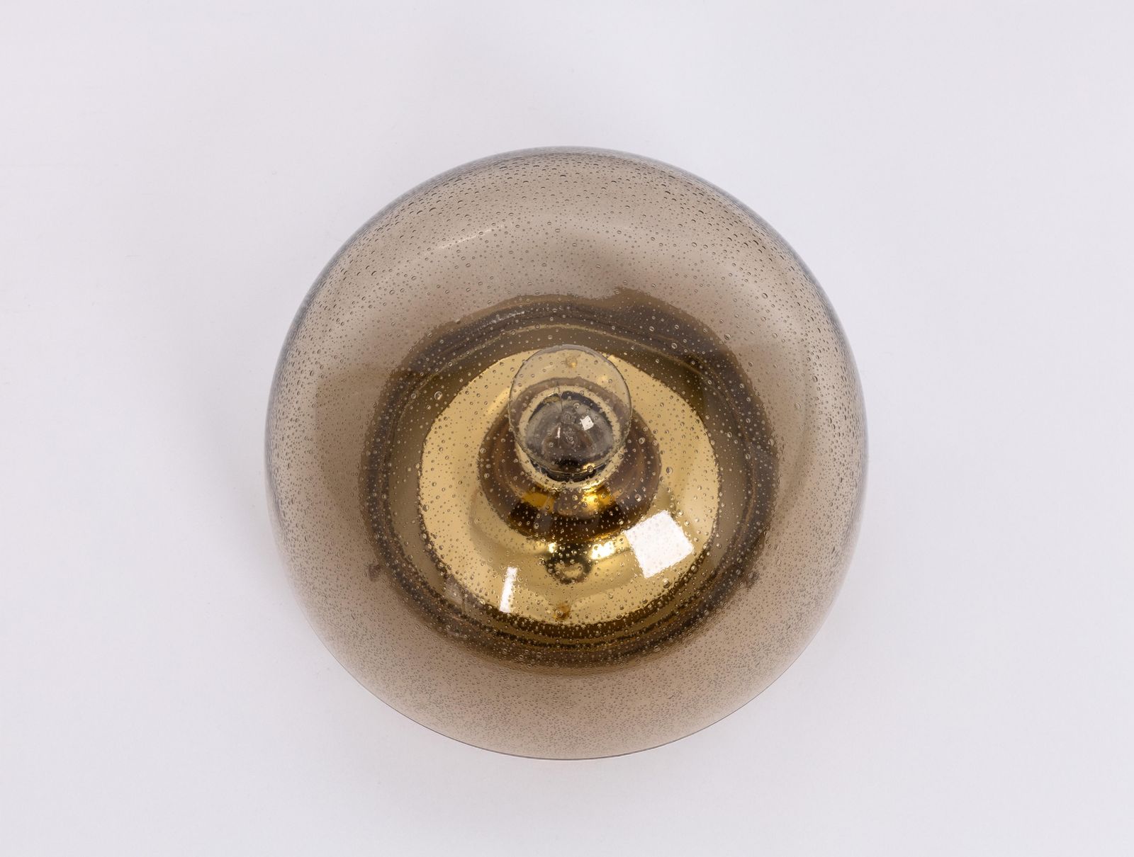 1 Of 4 Mid Century Flushmount Smoked Glass By Limburg, Germany, 1970s photo Lighting
