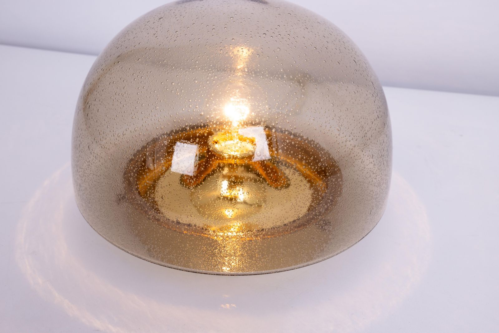 Lighting 1 Of 4 Mid Century Flushmount Smoked Glass By Limburg, Germany, 1970s photo