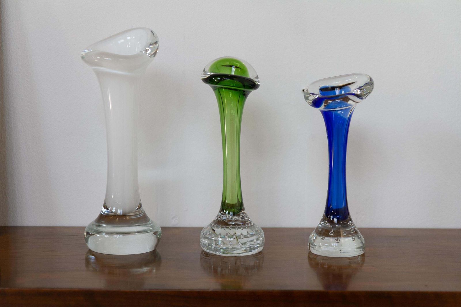 Swedish "Bone" Glass Vases By Bo Borgström For Aseda. 1960s. Set Of 3. photo 240.0