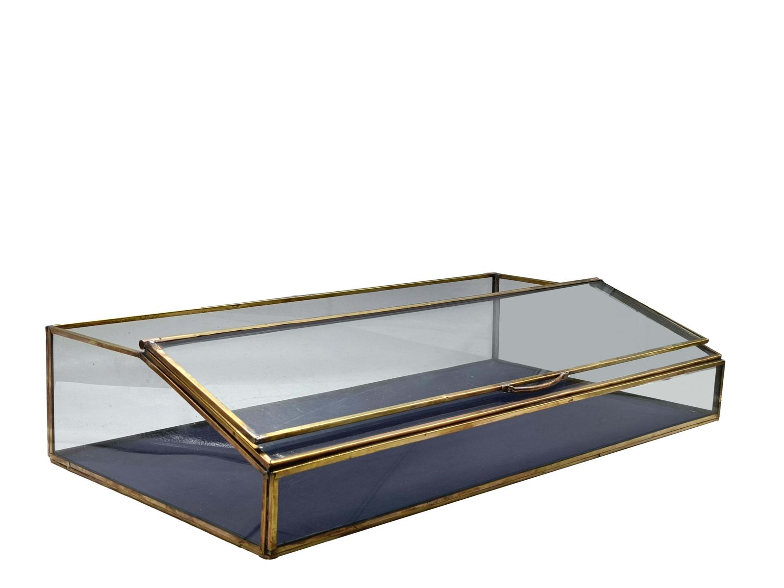 Brass And Glass Table Display Case, Italy 1950s photo vinterior