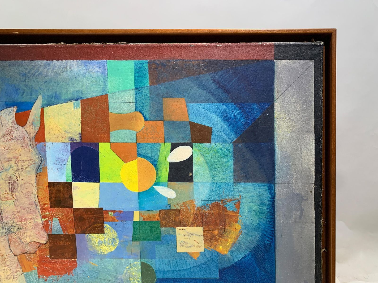 Late Mid Century Geometric Abstraction Painting Of A Horse Signed "J. Vilagon" photo 4187.0