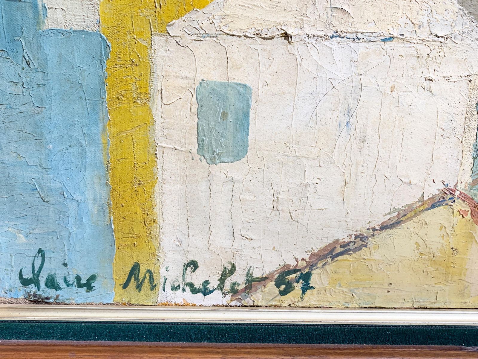 Mid Century Modern Landscape Of A Mediterranean Hillside City Painting, Signed photo vinterior